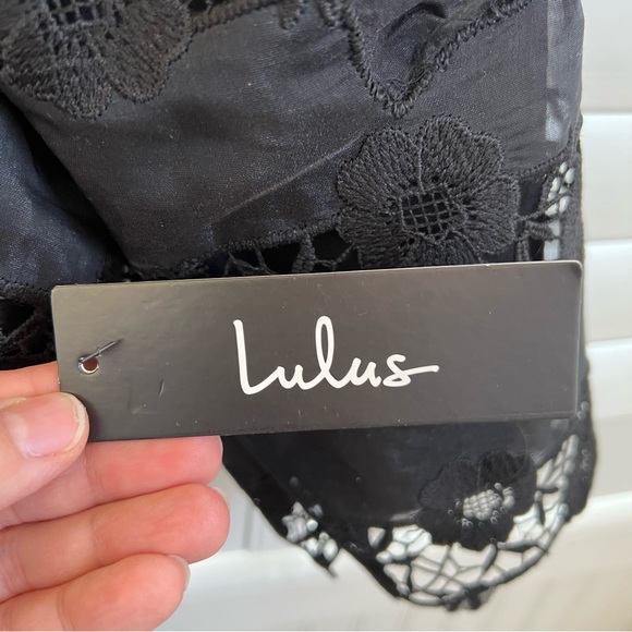 Lulus NWT Black Lace Story of Love Half Sleeve Square Neck Dress Size Medium - Picture 4 of 7